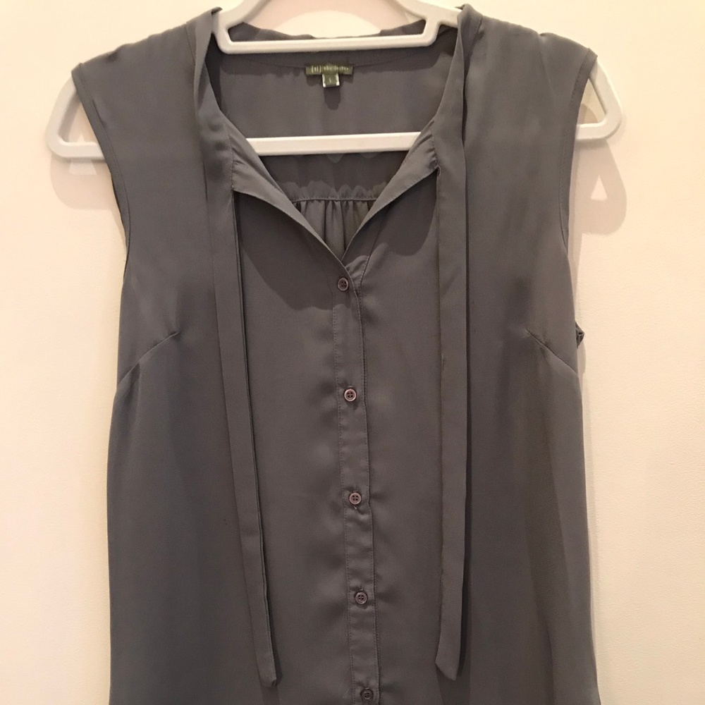 Grey Sleeveless Silk Blouse